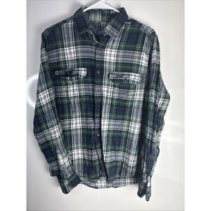 George Button-Up Flannel Shirt Men's Small Long Sleeve Green Flannel